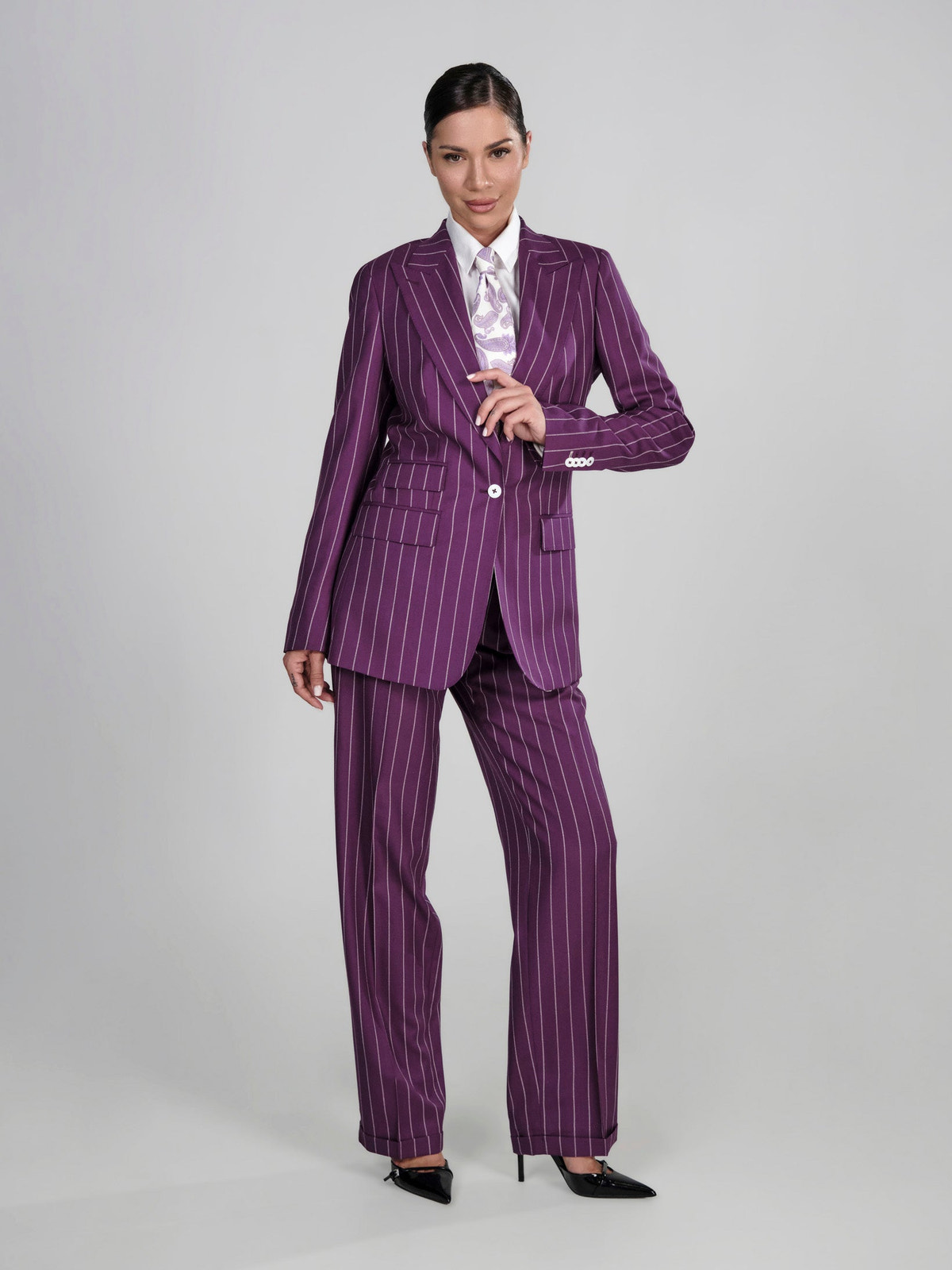 Imperial Amethyst Pinstripe Suit Privée