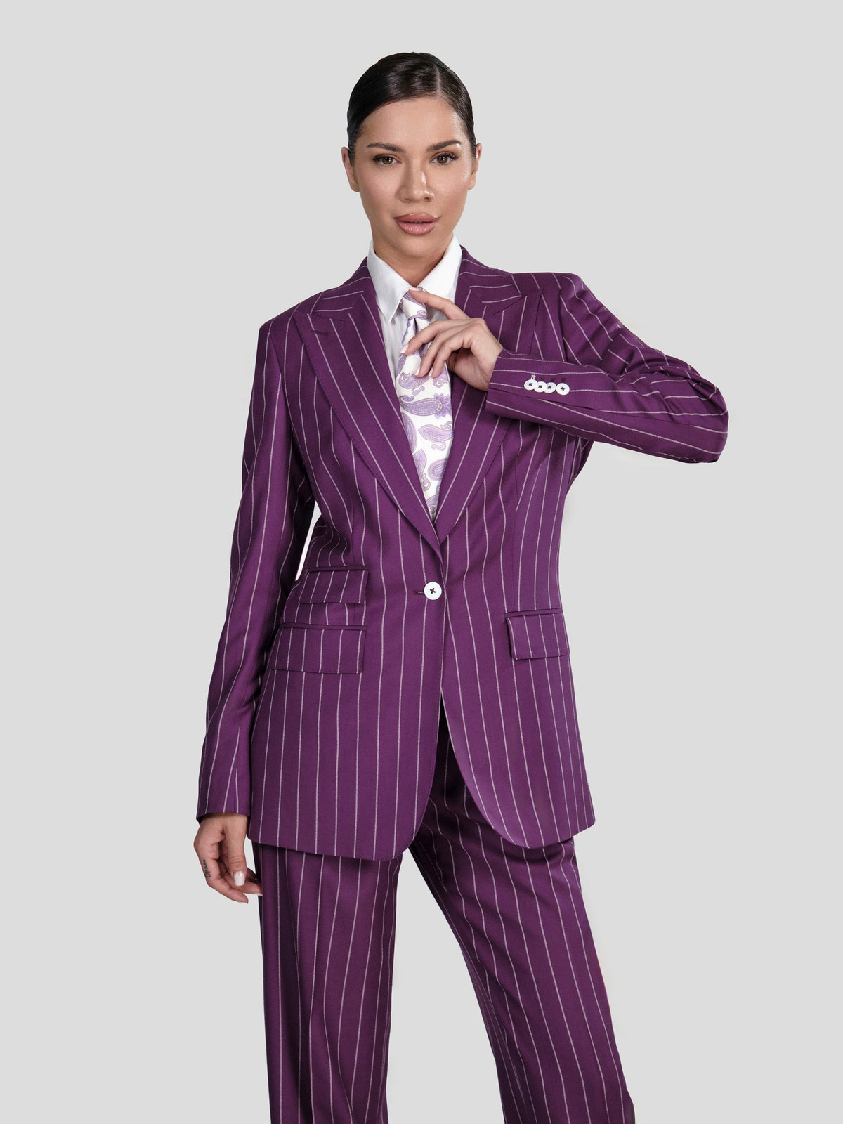 Imperial Amethyst Pinstripe Suit