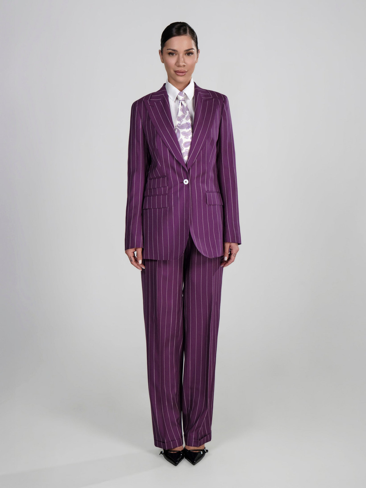 Imperial Amethyst Pinstripe Suit Privée