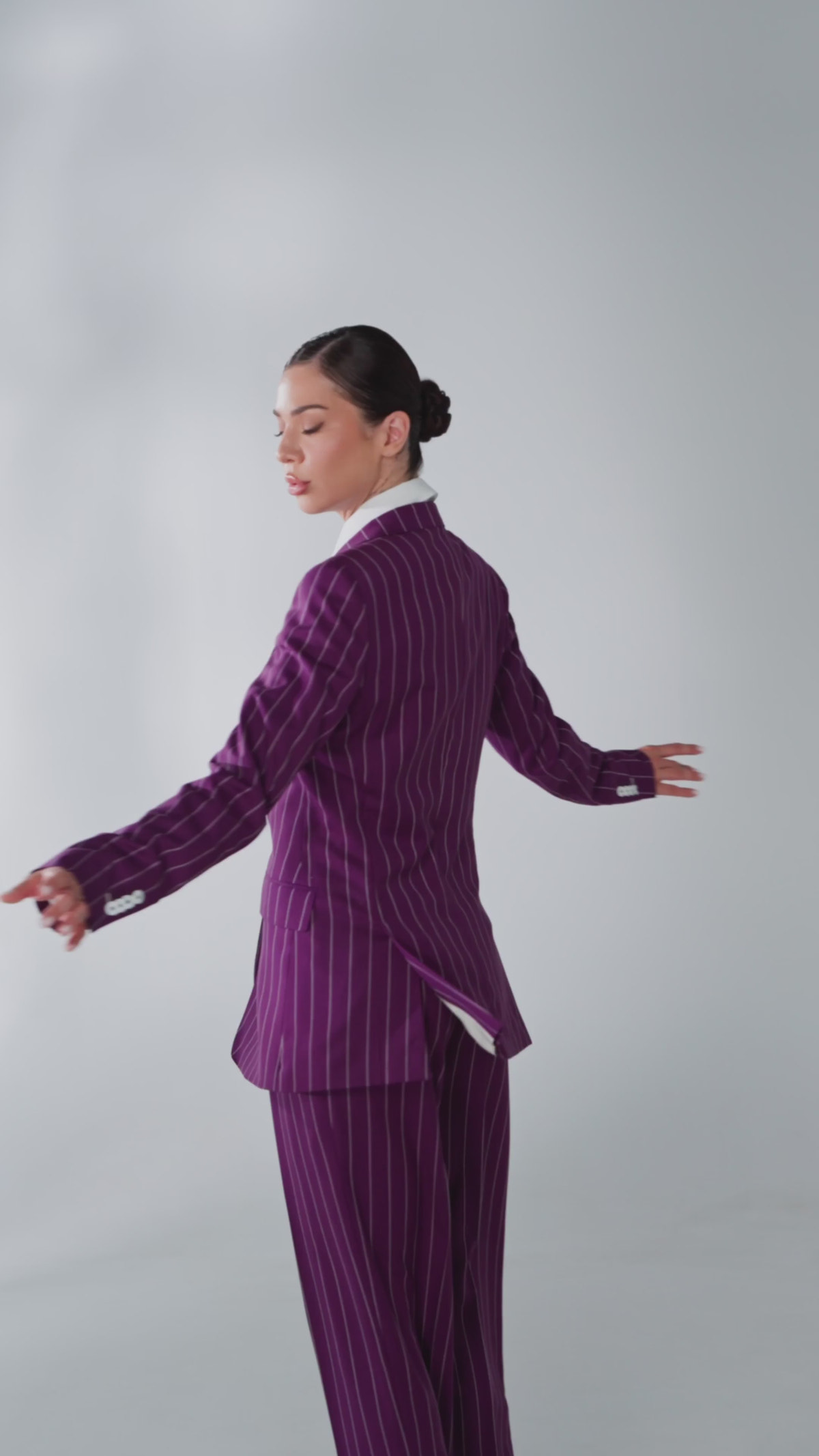 Imperial Amethyst Pinstripe Suit — Consiglieri DONNA